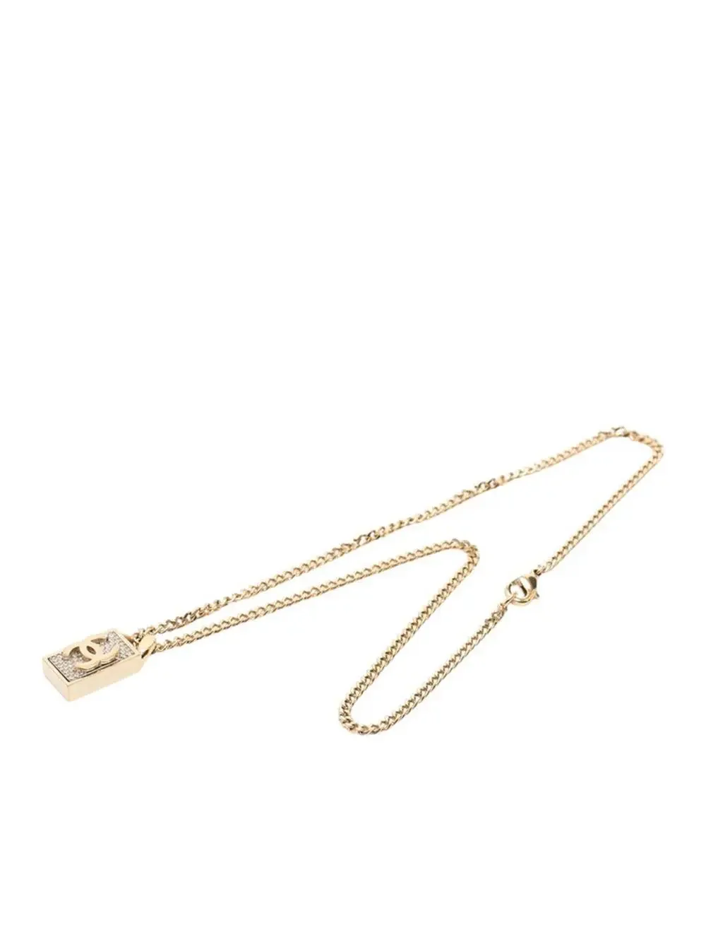 Chanel Cc Logo Pendant Necklace Gold- #276055C83B